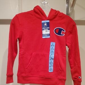 NWT Champion Boys Red Kids' Logo Fleece Hoodie Size 6/7
